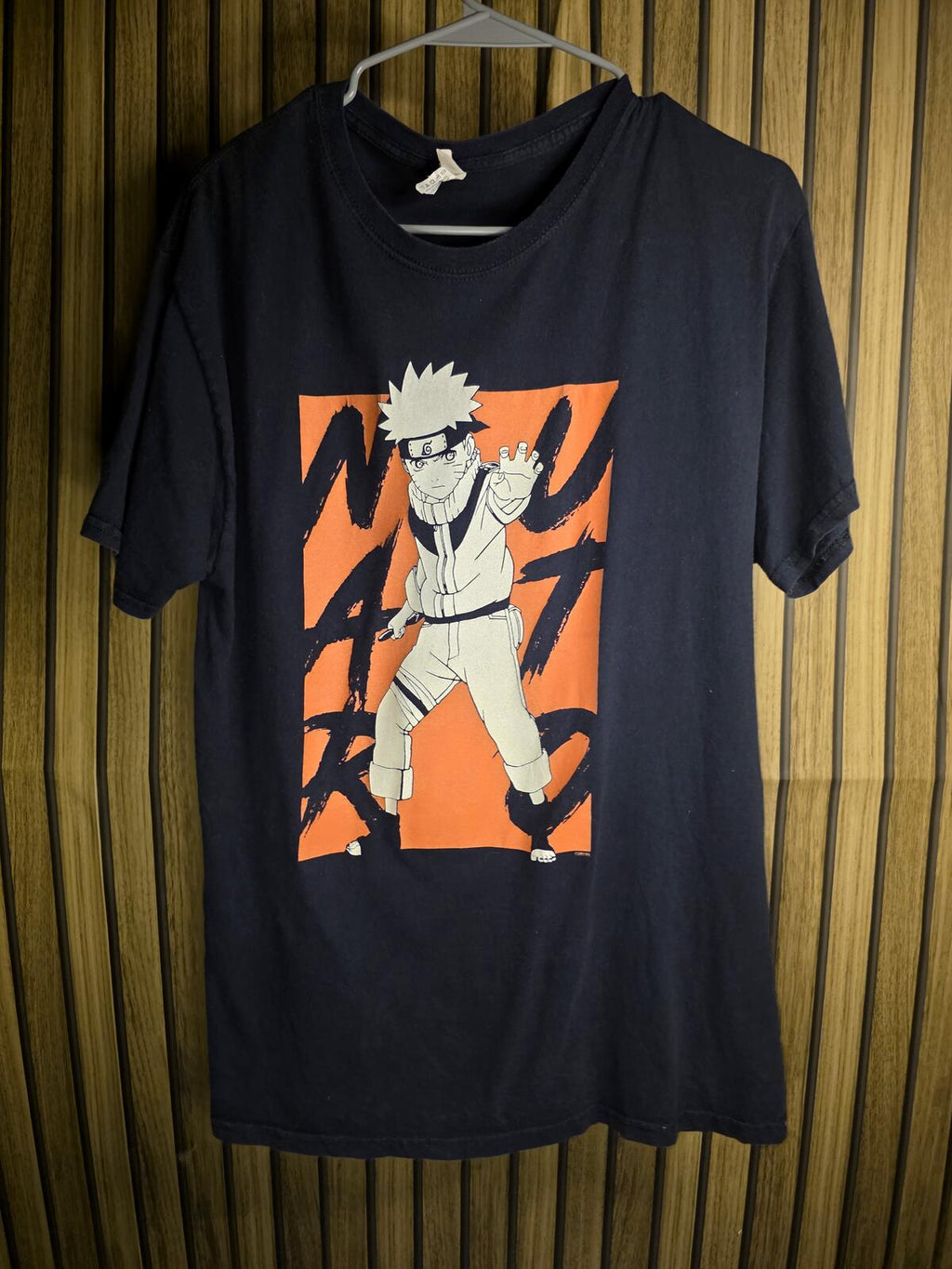 2000s Naruto Graphic T-Shirt Black Orange Size M