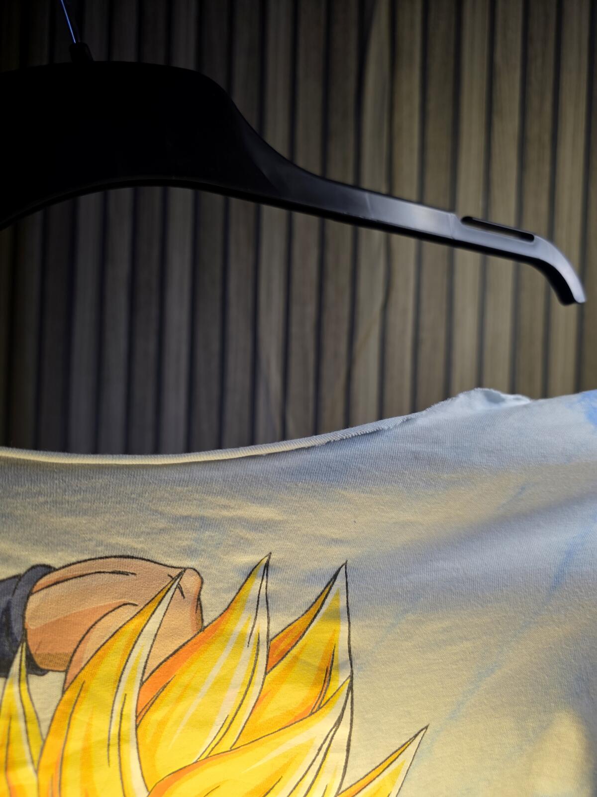 Dragon Ball Z Graphic Altered Collar T-shirt Tie-Dye Blue White Size Small