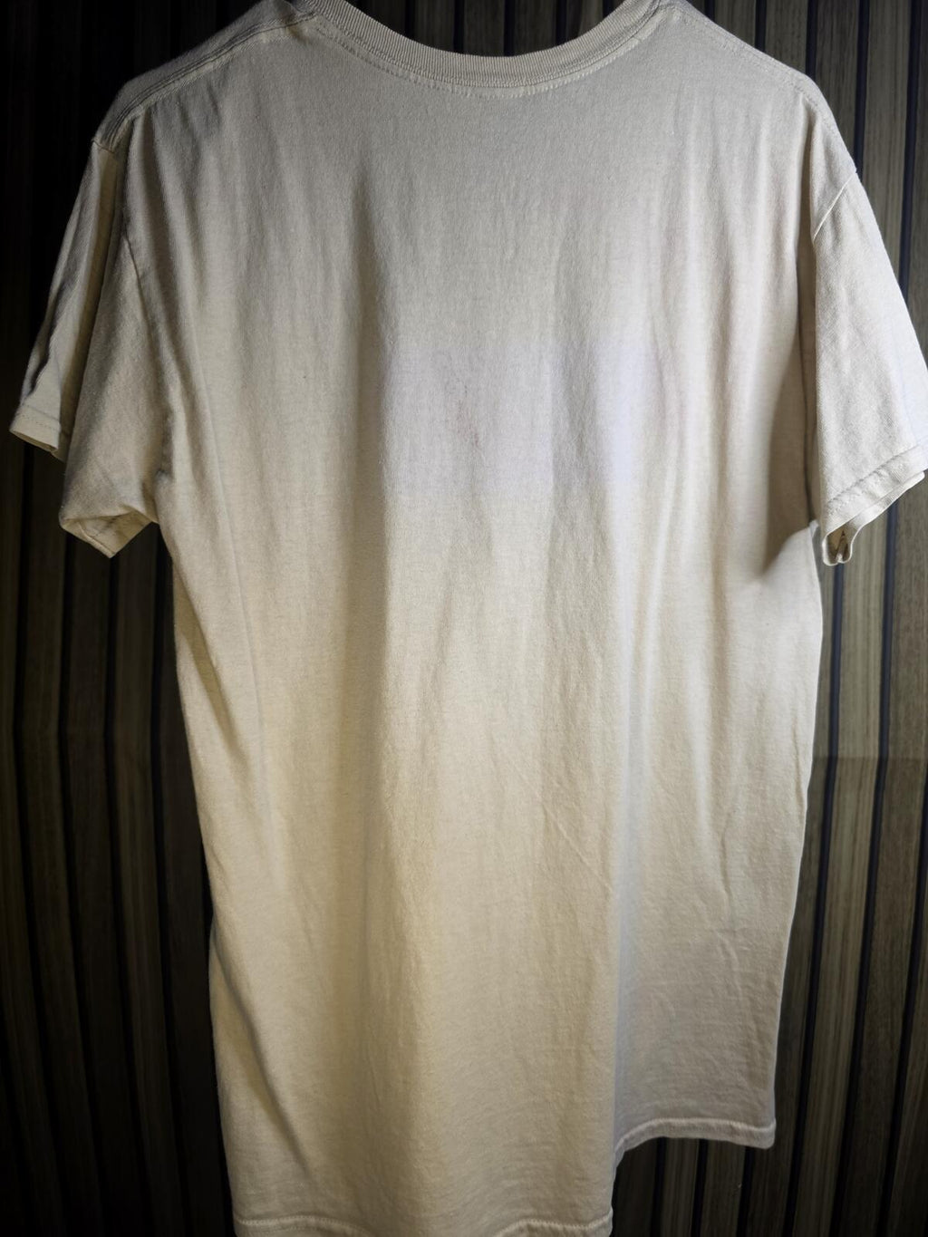 Neon Riot Anime T-shirt Beige Japanese Text Size M