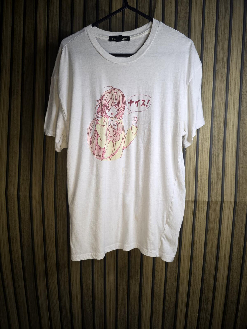 Anime Graphic Print White T-Shirt Size XS