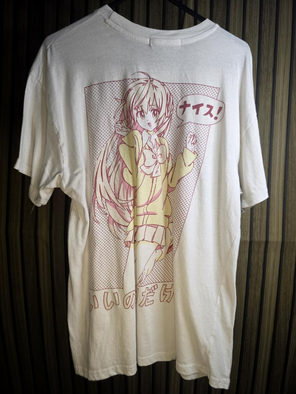 Anime Graphic Print White T-Shirt Size XS