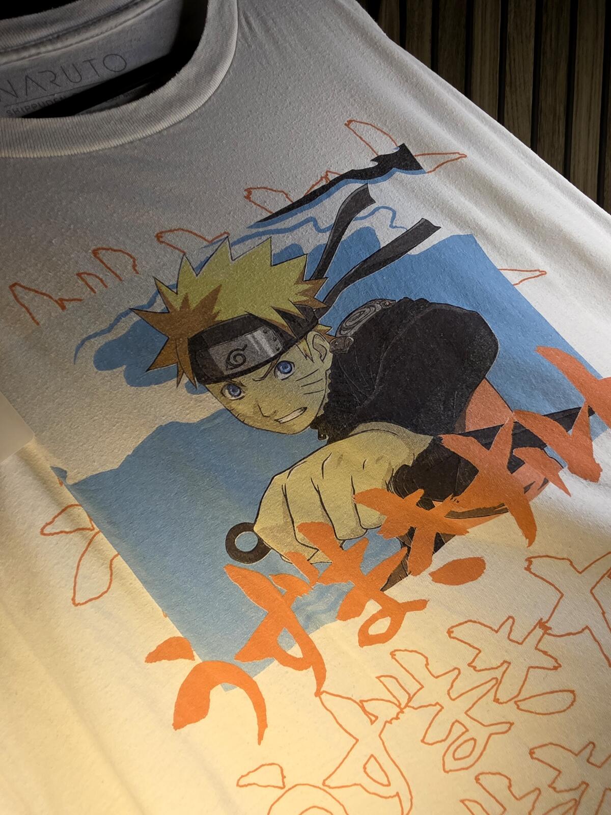 Naruto Shippuden Graphic T-Shirt Orange Blue Regular Large