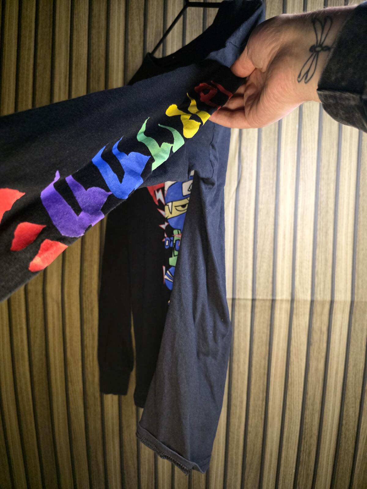 Kakashi Anime Graphic Long Sleeve T-shirt Black Size M