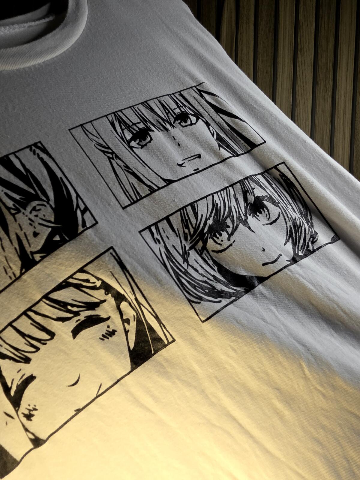 ON FIRE Men's White Cotton Anime Graphic T-Shirt Medium