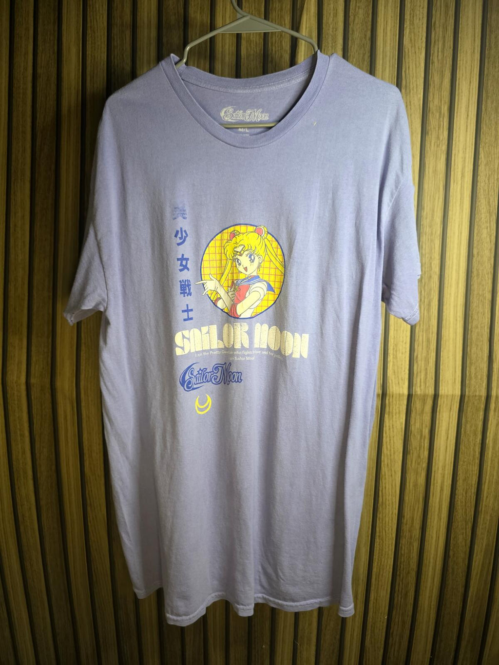 Sailor Moon Anime Graphic T Shirt Lavender Grey Regular M