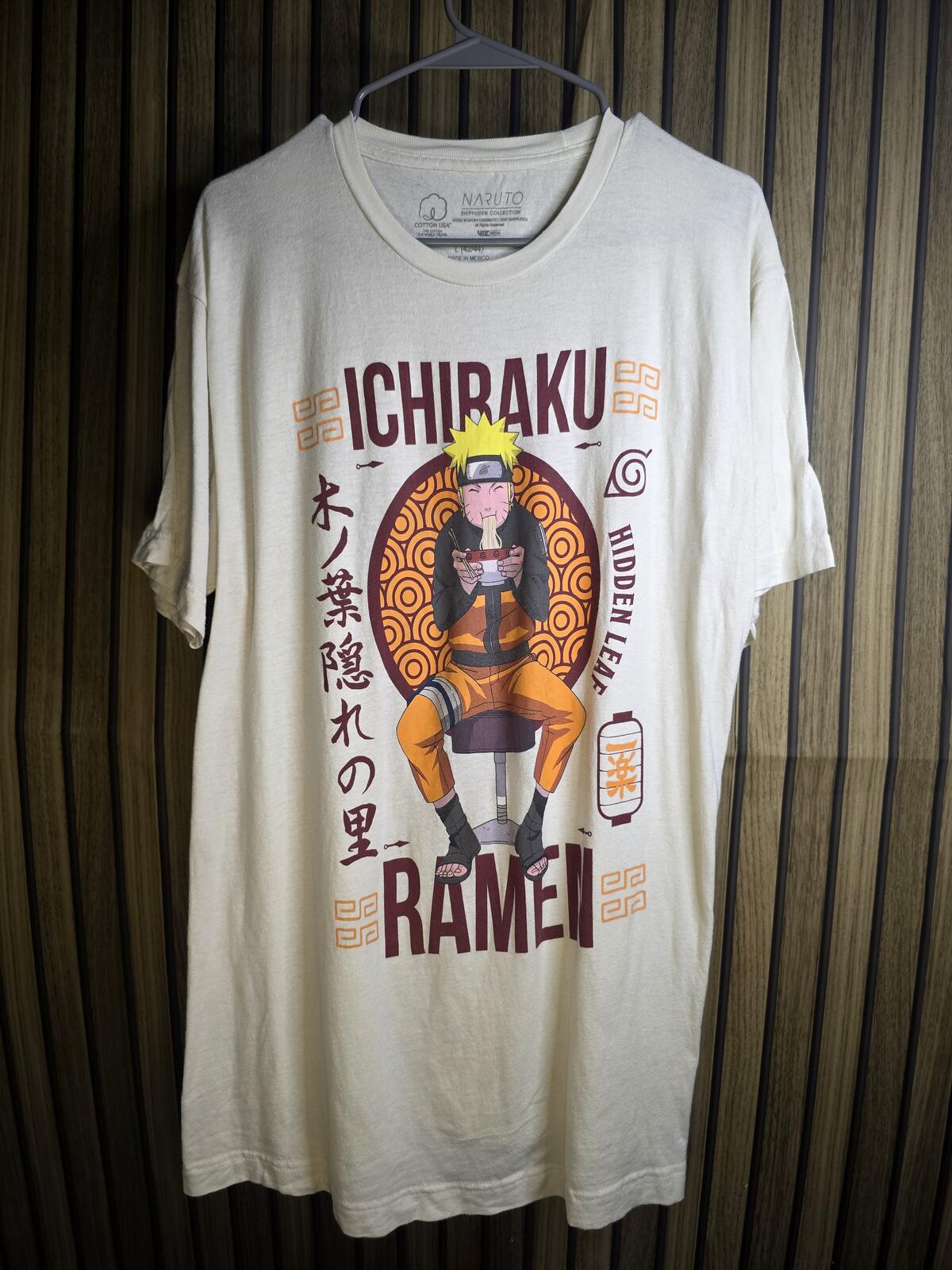 Naruto Shippuden Hidden Leaf Ichiraku Ramen T Shirt Cream L