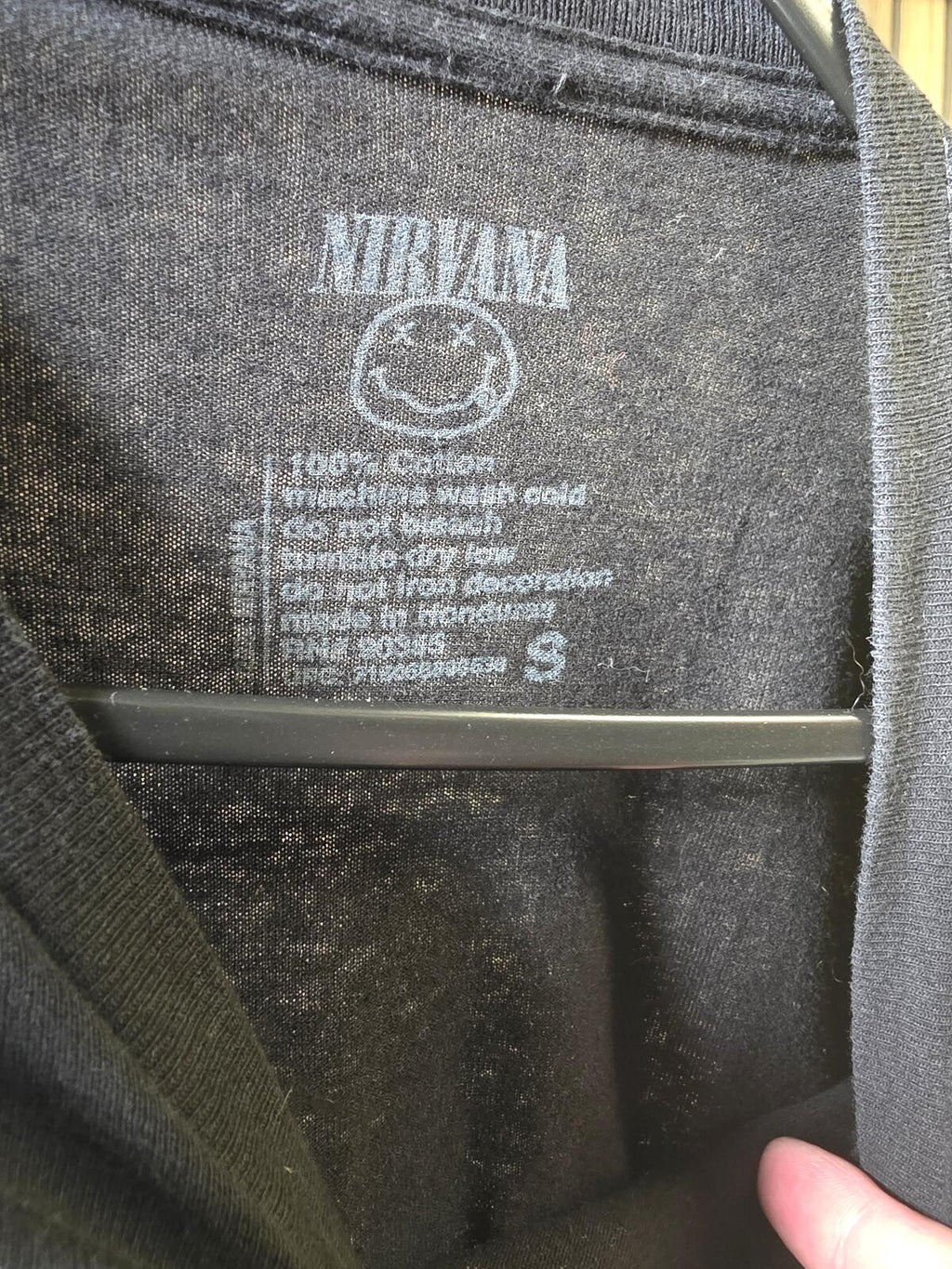 Nirvana Smiley Face Graphic T Shirt Black Size S