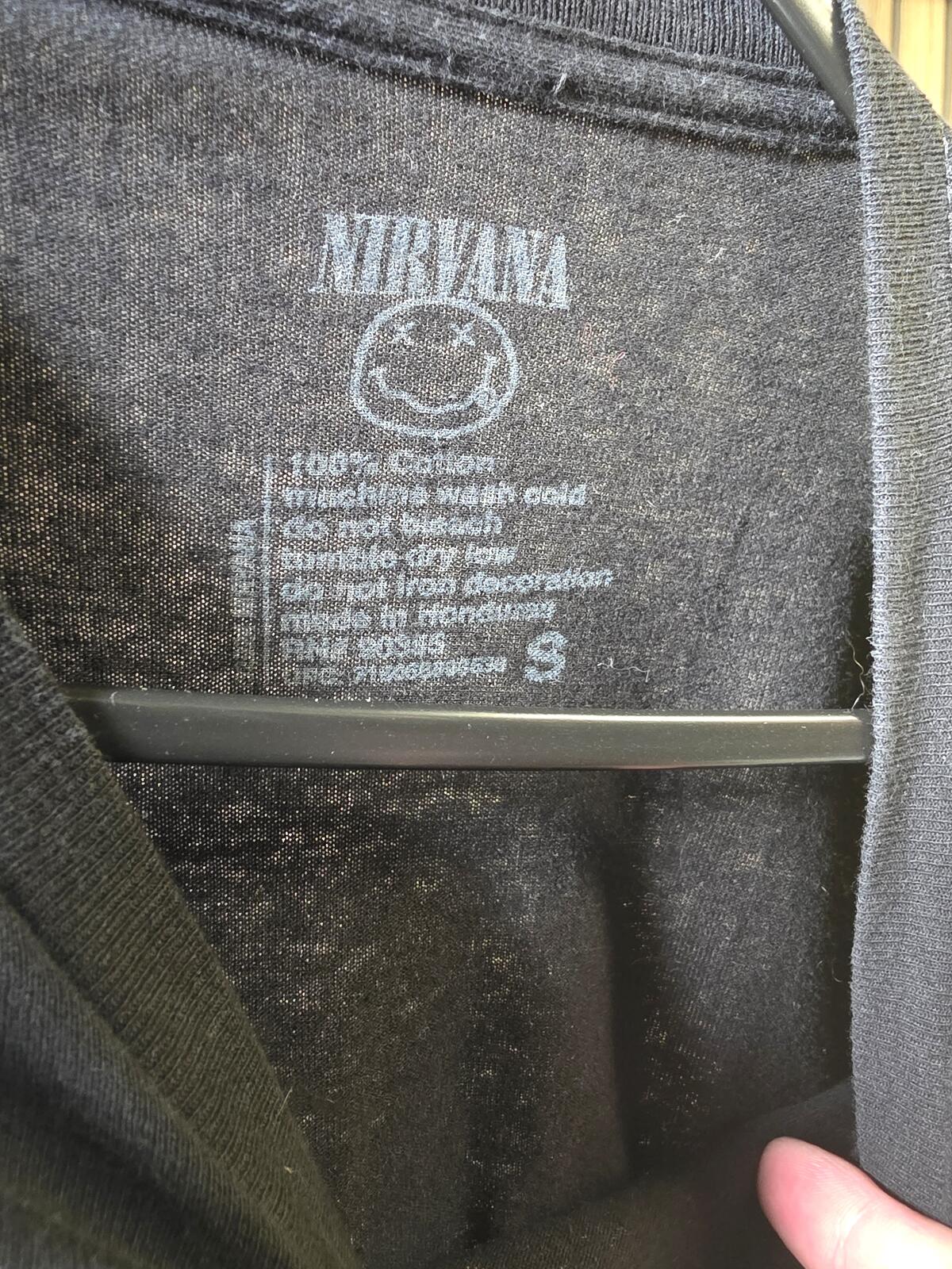 Nirvana Smiley Face Graphic T Shirt Black Size S