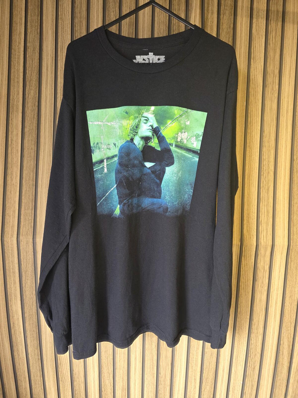 Justin Bieber Justice World Tour Graphic Long Sleeve T Shirt Black M