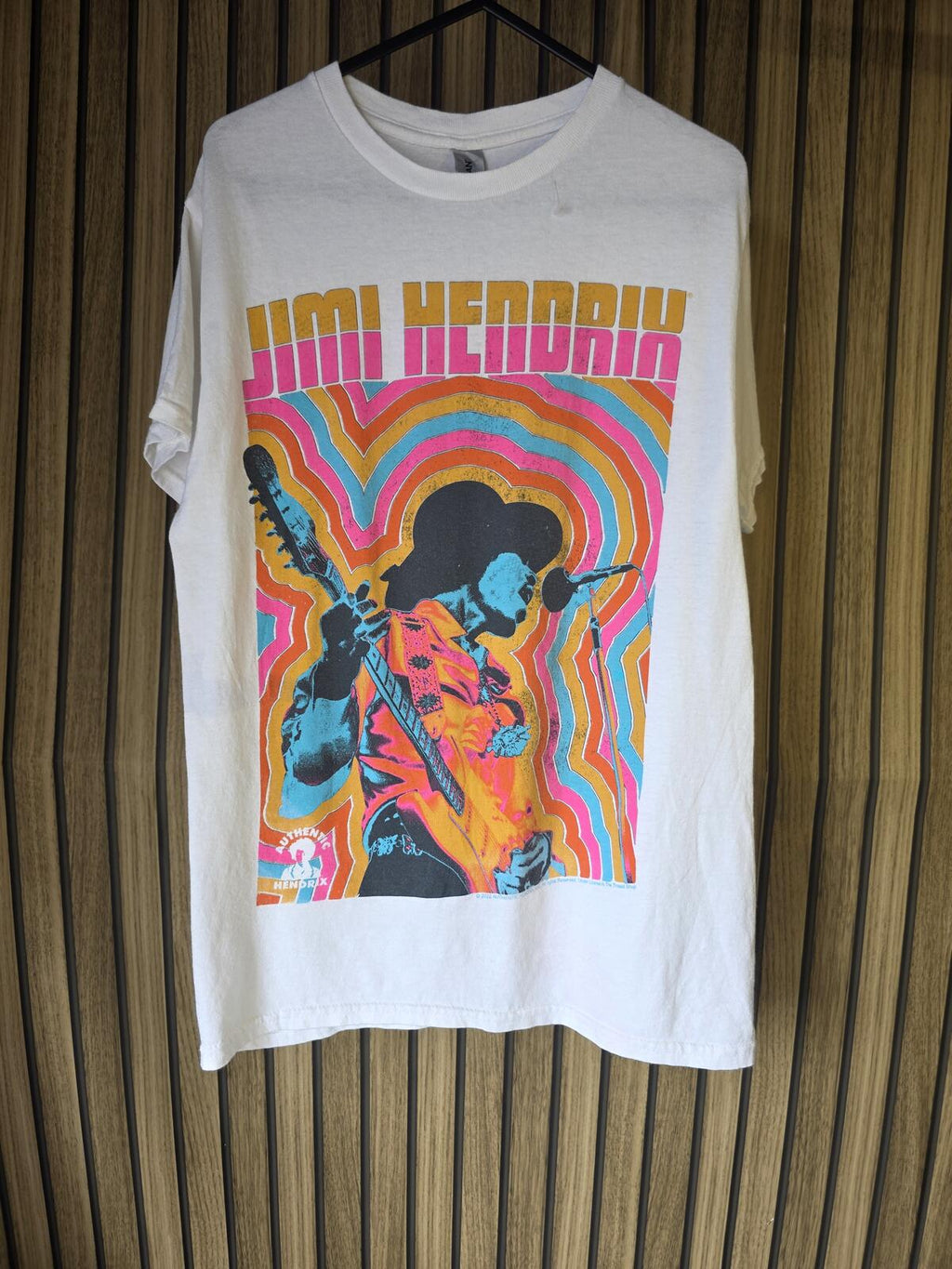 Jimi Hendrix Graphic T Shirt Rainbow Print White Regular S