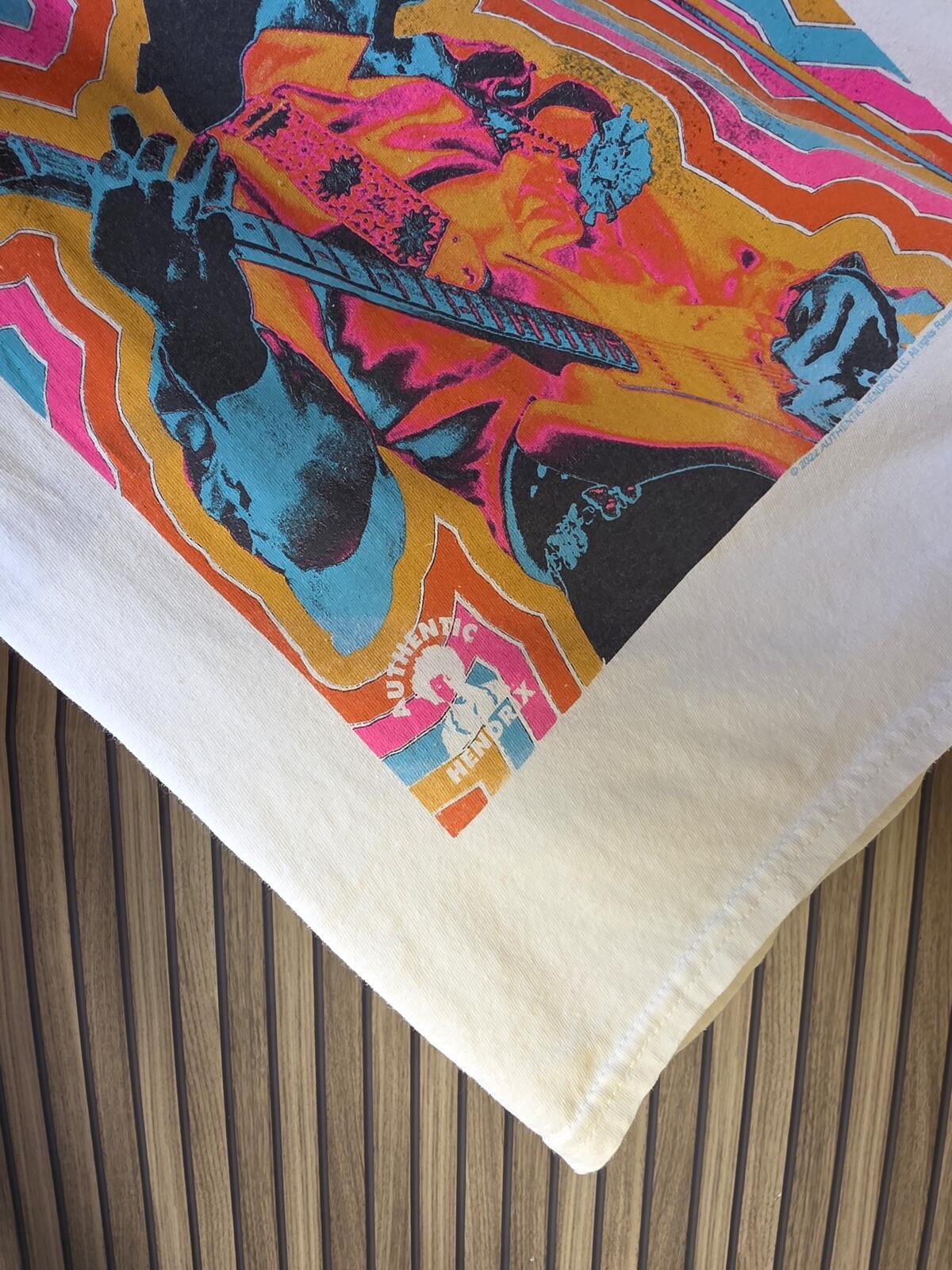 Jimi Hendrix Graphic T Shirt Rainbow Print White Regular S