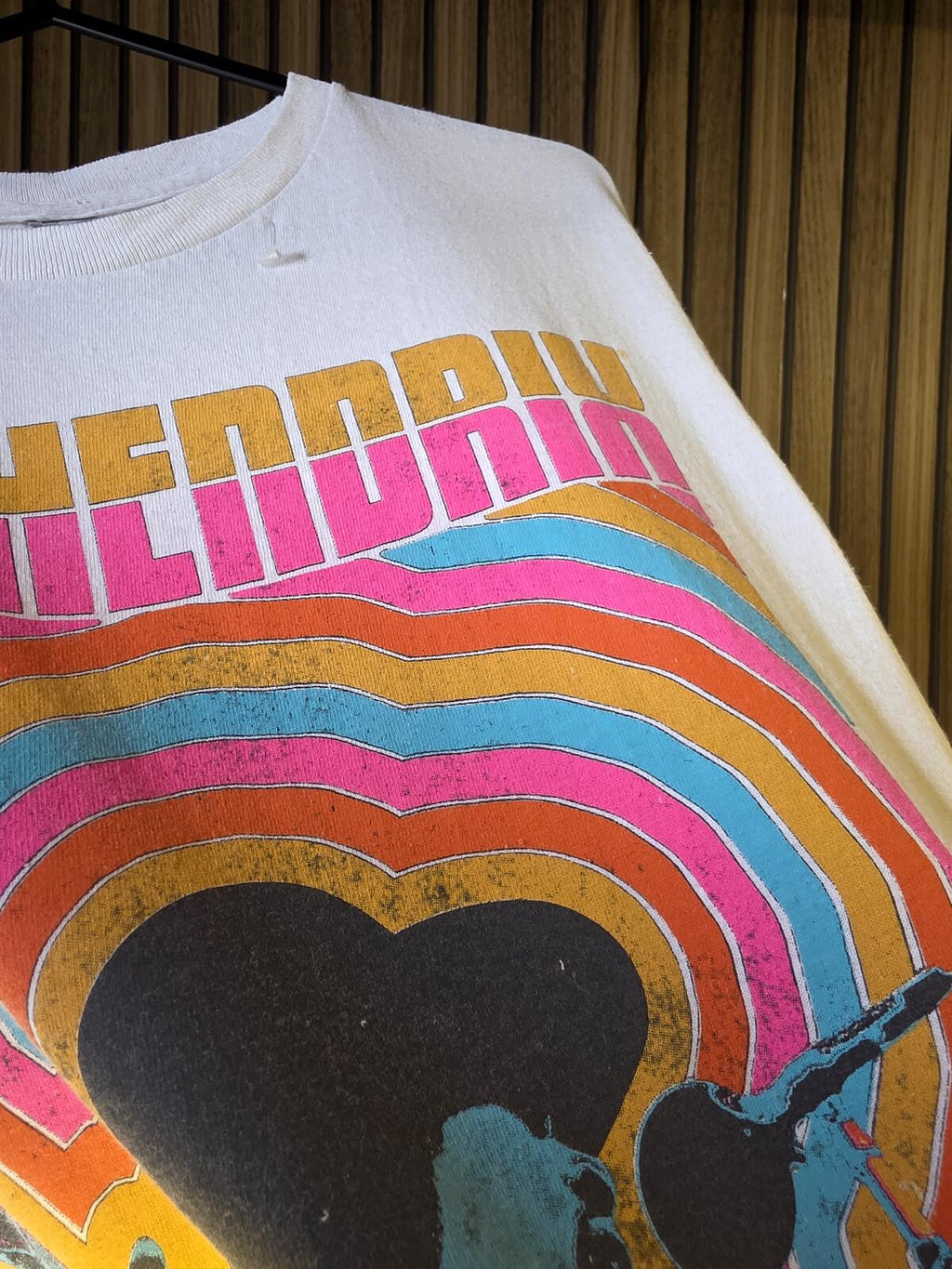 Jimi Hendrix Graphic T Shirt Rainbow Print White Regular S