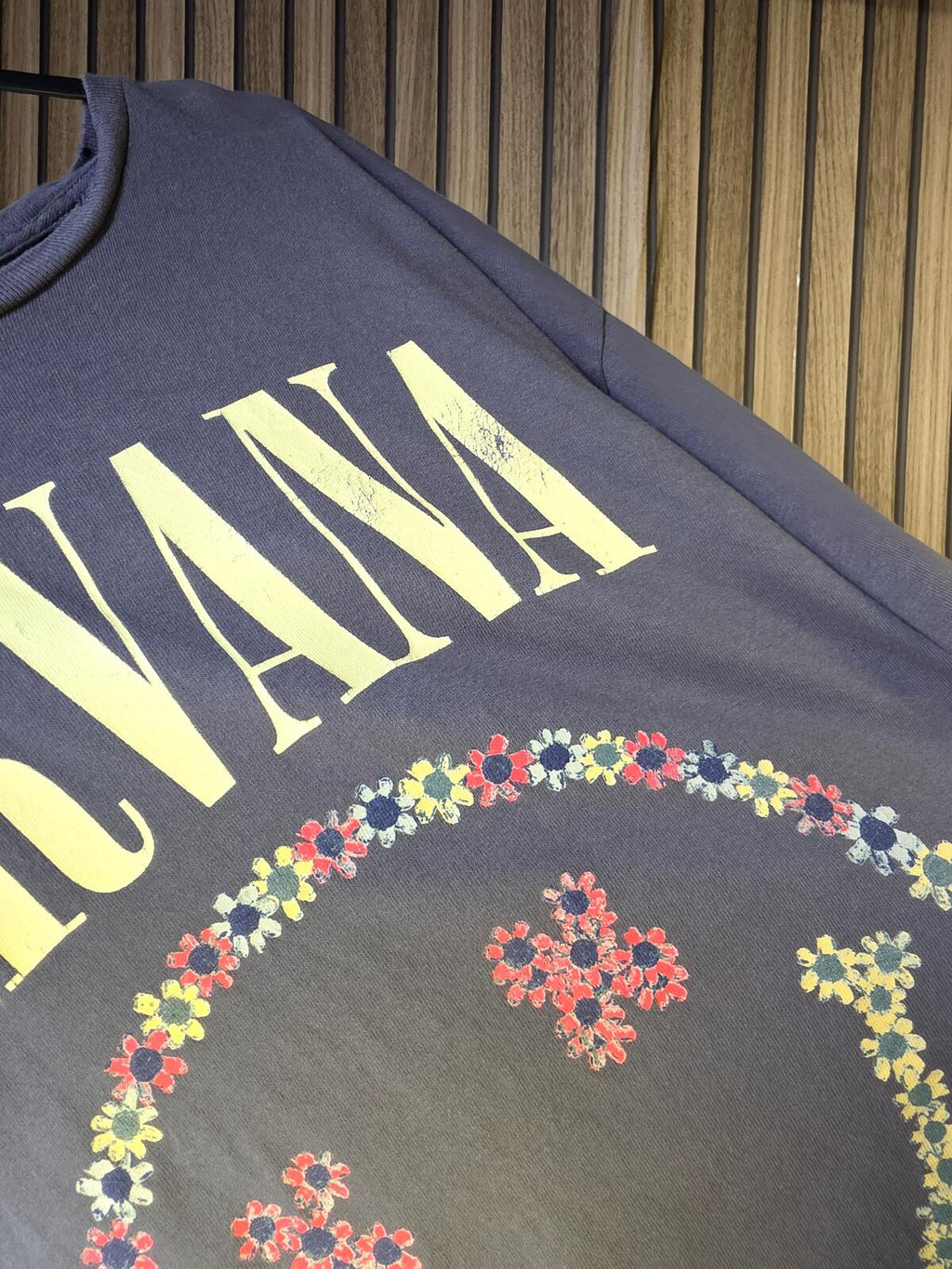 Nirvana Smiley Floral Graphic T-Shirt Faded Grey S