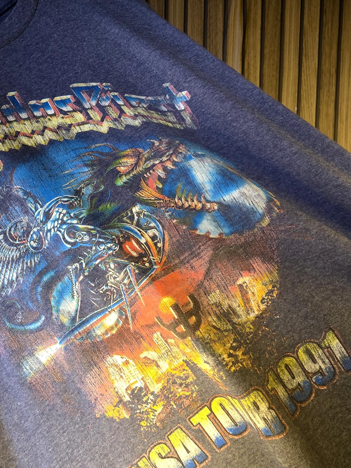 Judas Priest USA Tour 1991 Graphic T Shirt Heather Grey Regular L