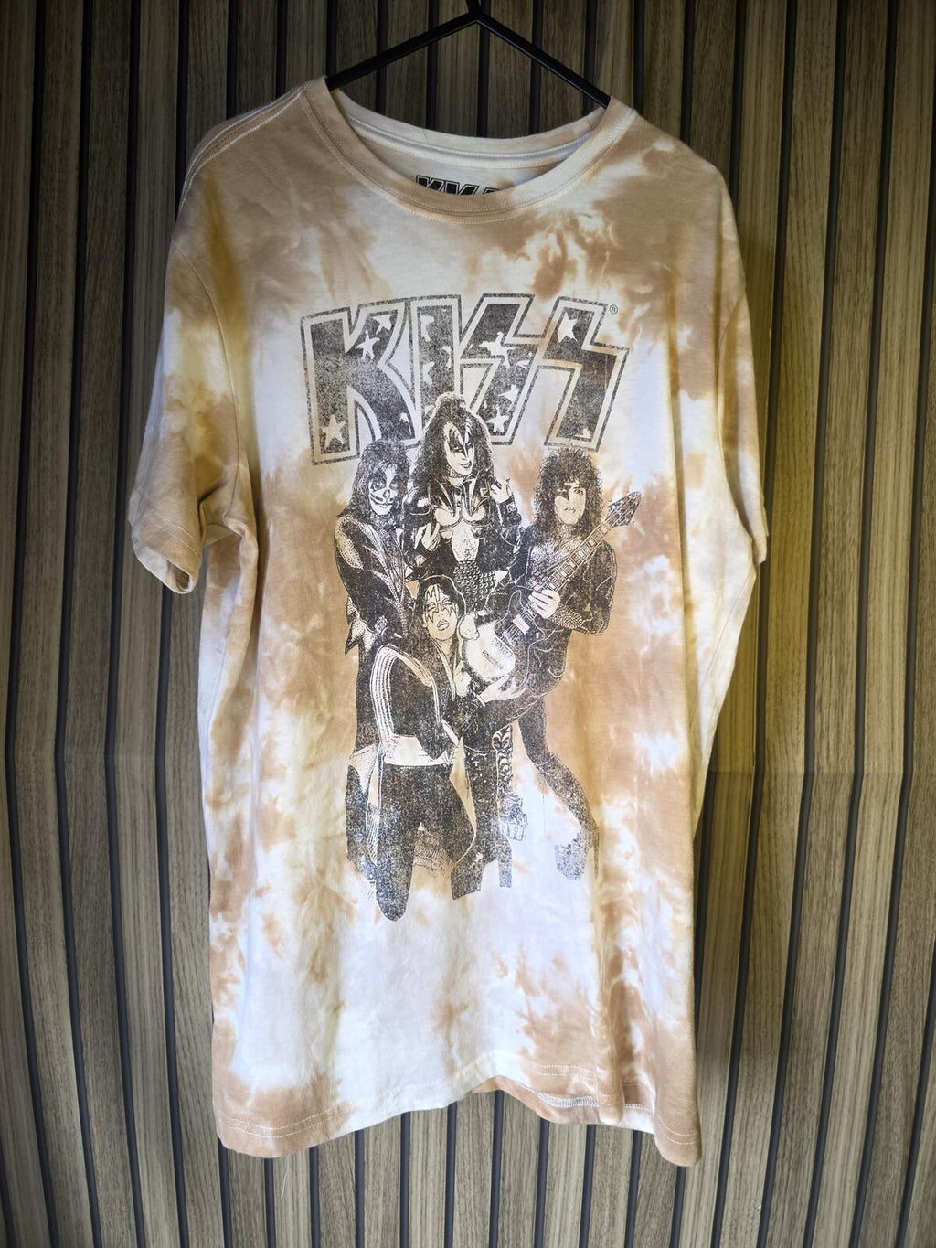 KISS Graphic Tie-Dye T-Shirt Beige White Size M