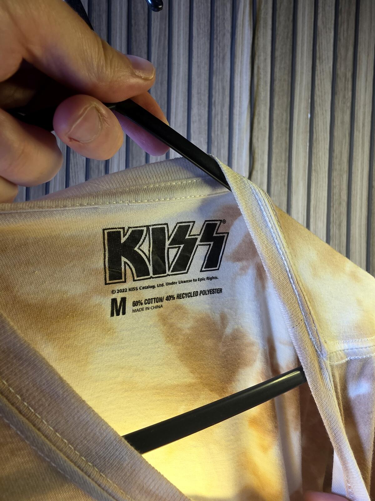KISS Graphic Tie-Dye T-Shirt Beige White Size M