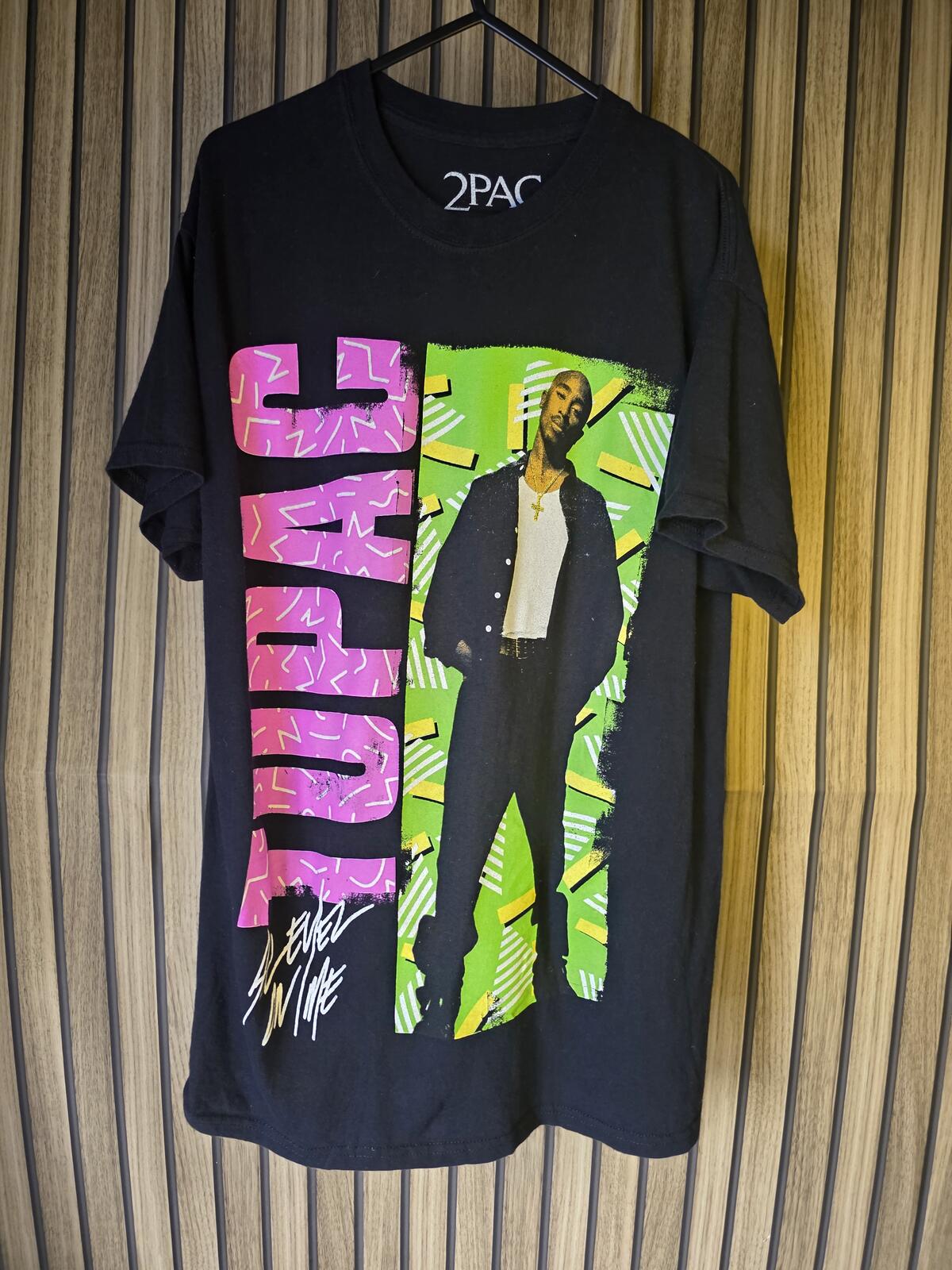 2PAC Graphic T-Shirt Tupac Green Pink Black Regular M