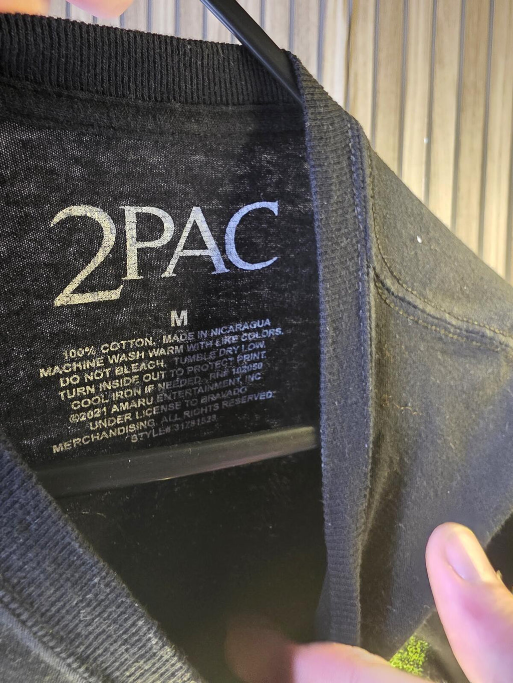 2PAC Graphic T-Shirt Tupac Green Pink Black Regular M