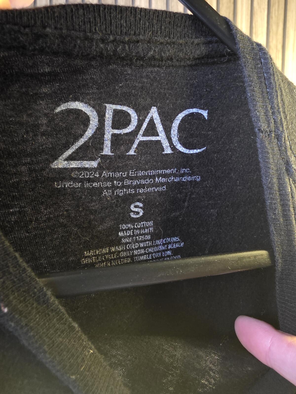 Tupac Graphic Print T-Shirt Black Size S