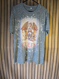 Queen Graphic Band T Shirt Distressed Faded Grey Size M