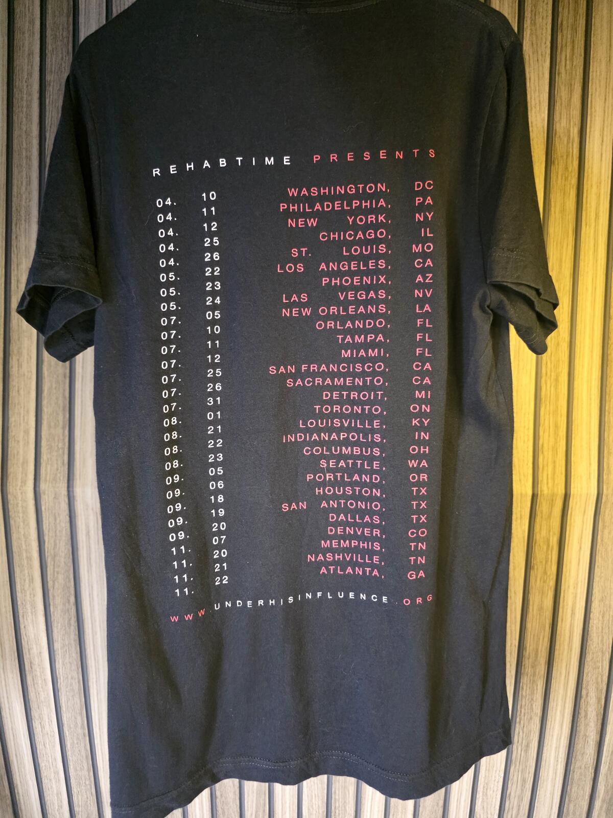 Rehabtime Under the Influence Tour Graphic T Shirt Black Small