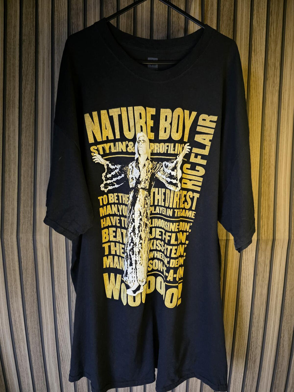 WWE Nature Boy Ric Flair Graphic T-Shirt Black Yellow Regular XXL