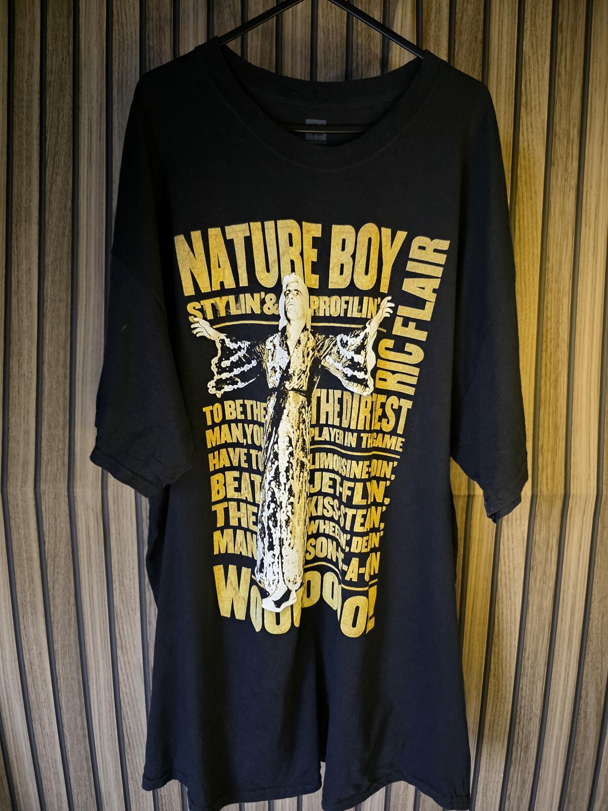 WWE Nature Boy Ric Flair Graphic T-Shirt Black Yellow Regular XXL