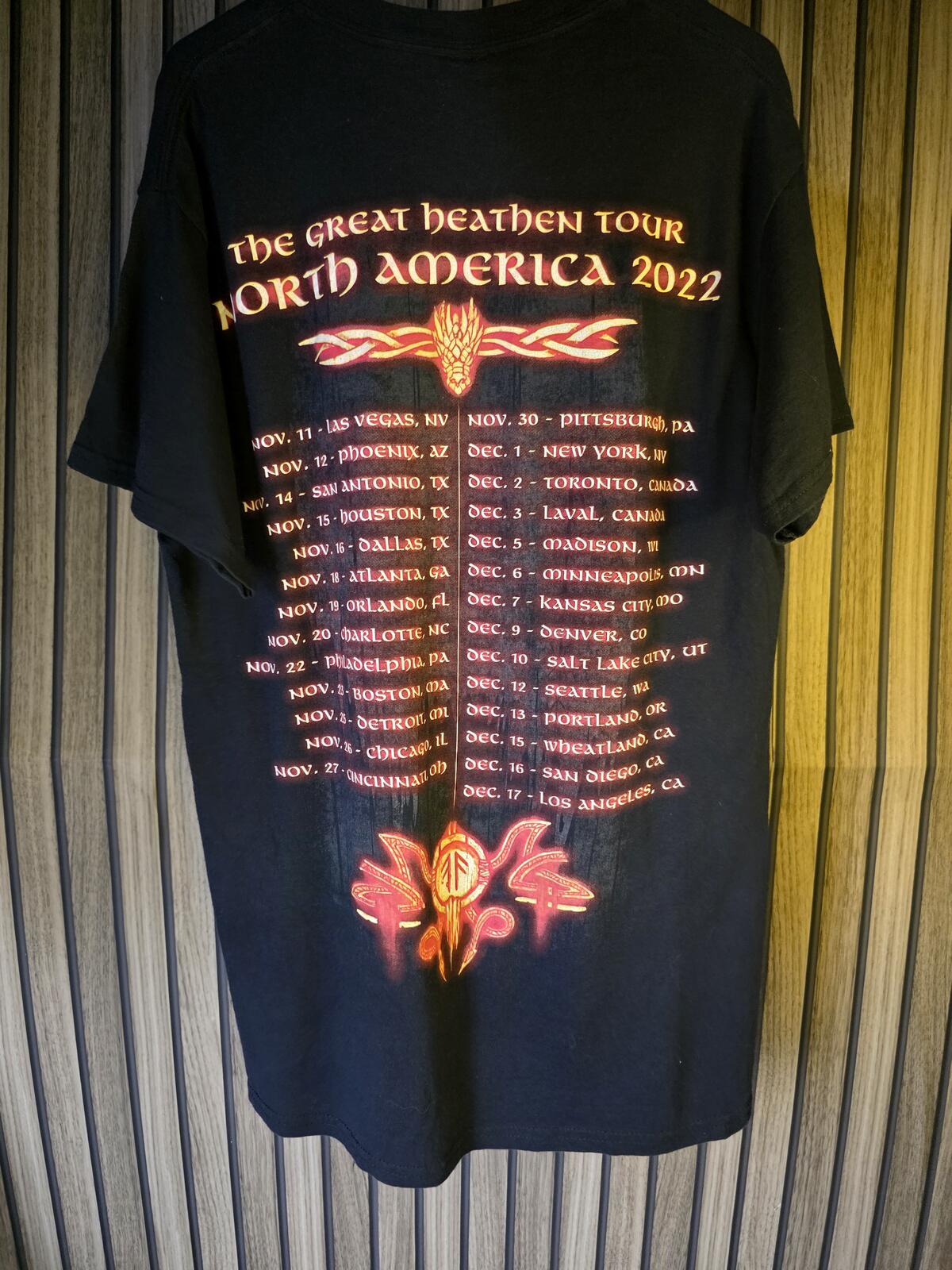 Amon Amarth The Great Heathen Army North America 2022 Tour T Shirt Black M