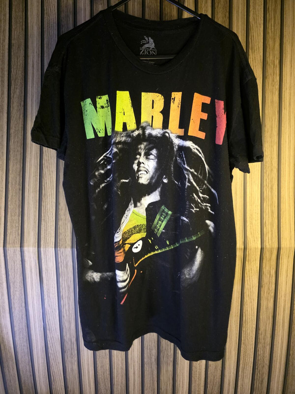 Bob Marley Graphic T-Shirt Distressed Print Black Regular S