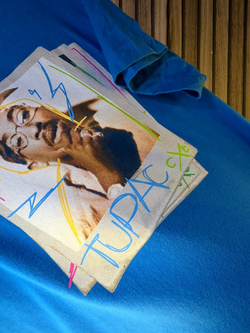 Crooks & Castles Tupac Graphic T Shirt Blue Size S