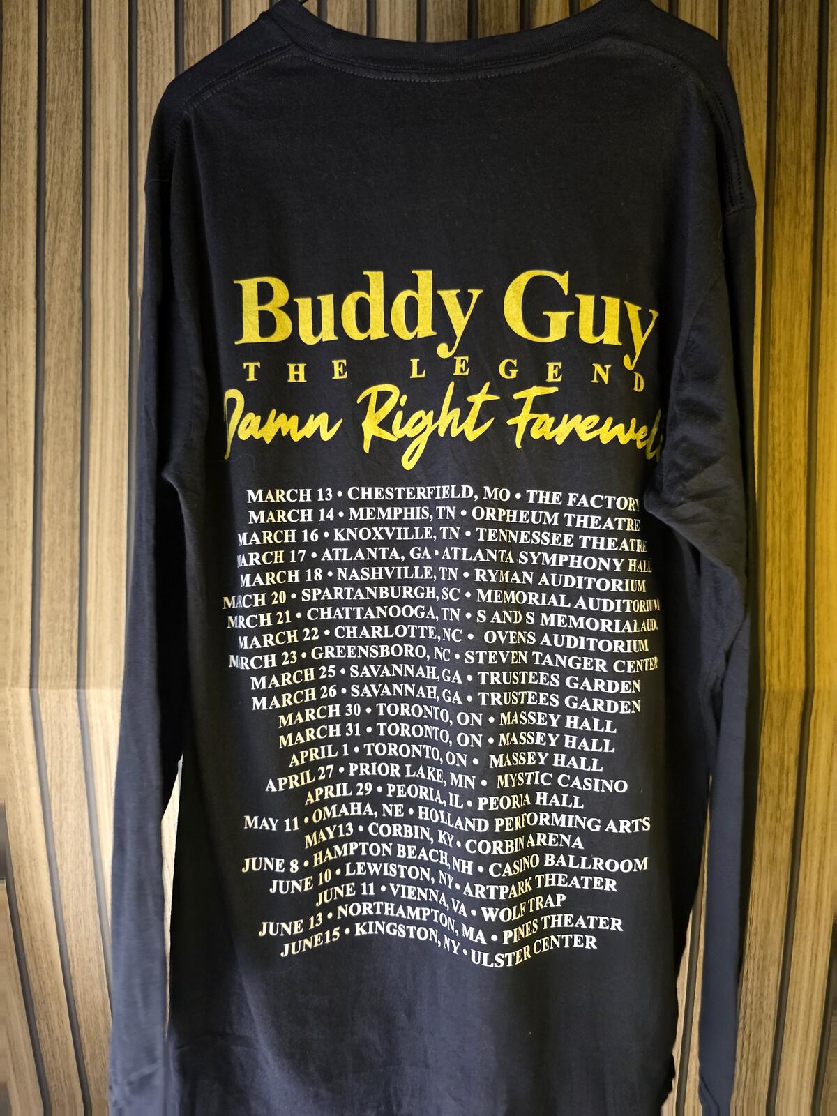 Buddy Guy The Blues Don't Lie Tour T Shirt Black Yellow Size Large