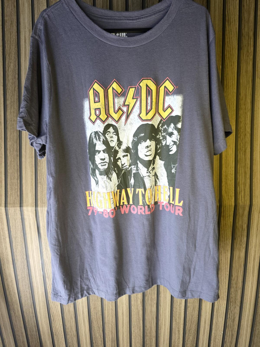 AC/DC Highway to Hell Tour Graphic T-Shirt Charcoal Black XL