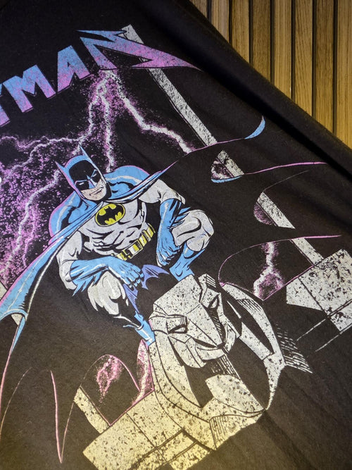 Batman Graphic T Shirt Lightning Print Black Regular Medium