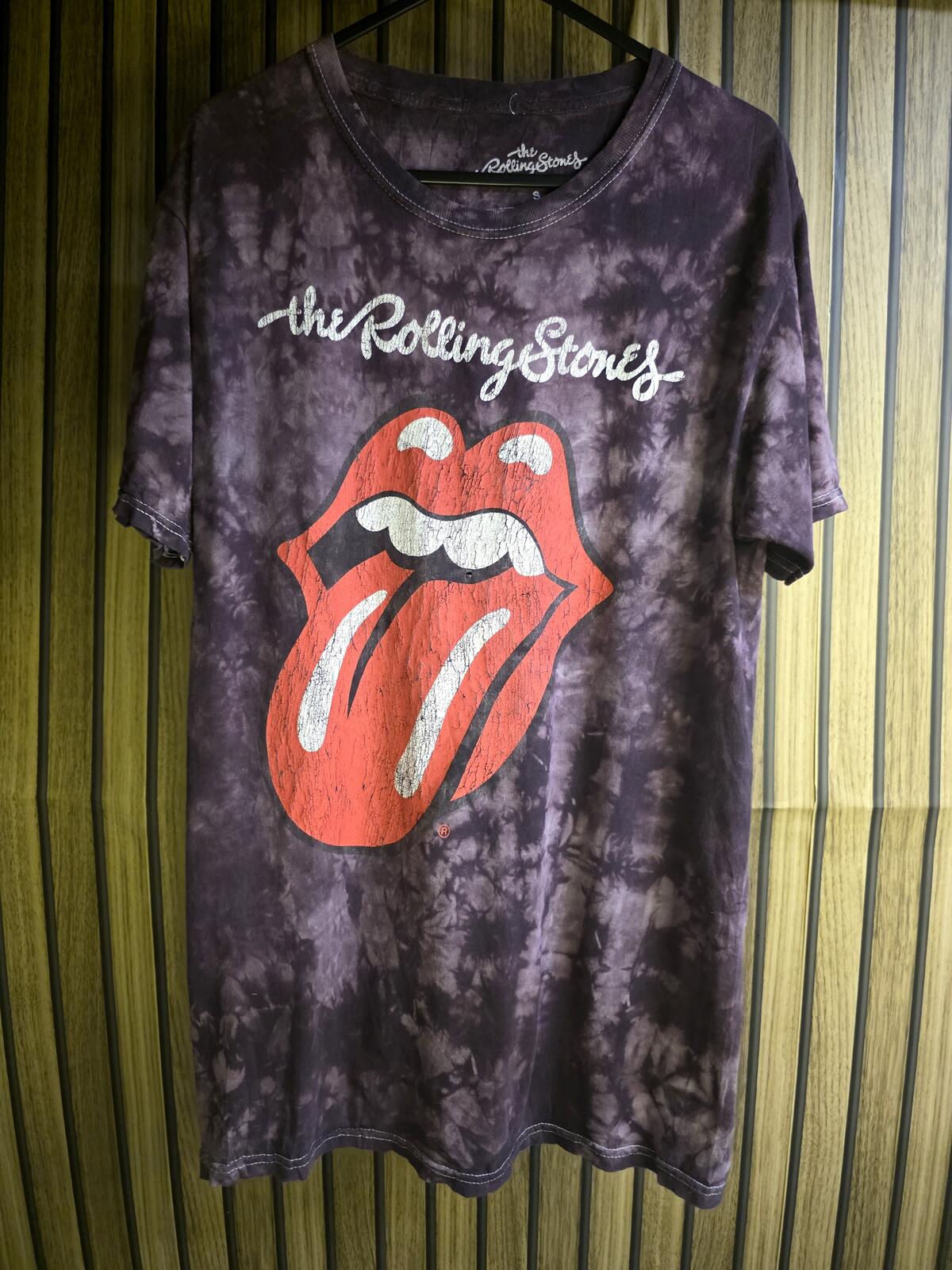 The Rolling Stones Tongue Logo Tie Dye T Shirt Black Purple S