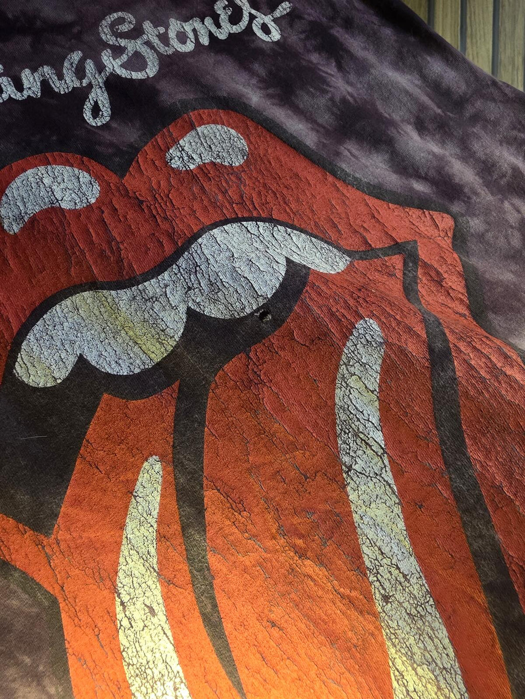 The Rolling Stones Tongue Logo Tie Dye T Shirt Black Purple S