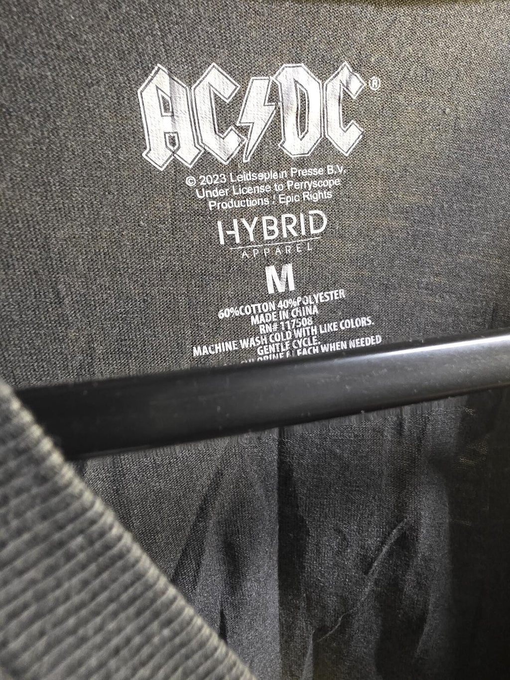 AC/DC Let There Be Rock Graphic Band T-Shirt Charcoal Grey M
