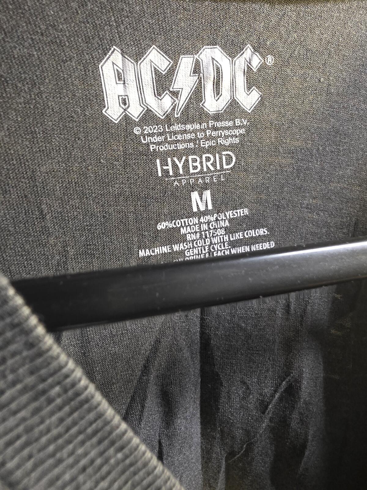 AC/DC Let There Be Rock Graphic Band T-Shirt Charcoal Grey M
