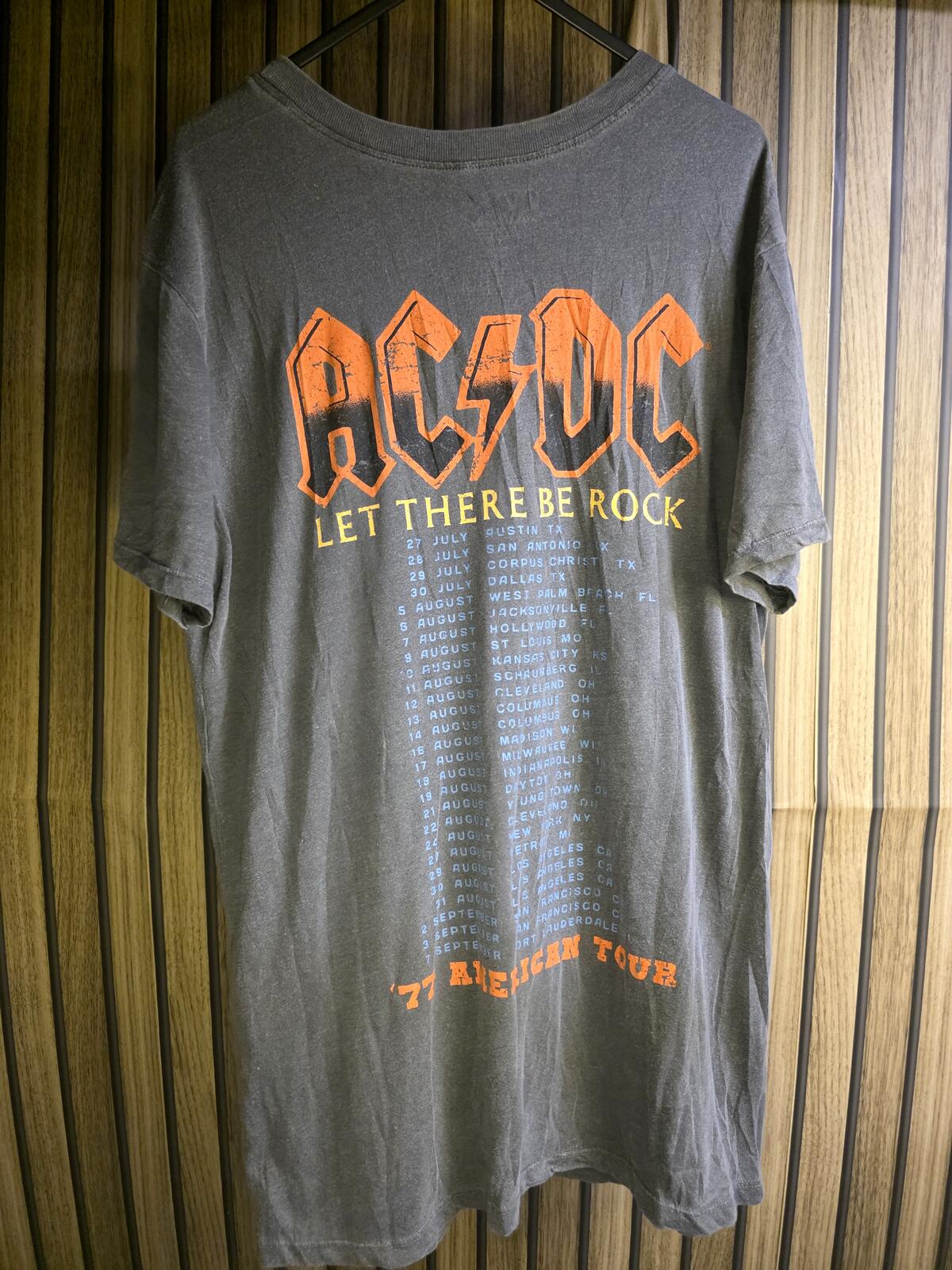 AC/DC Let There Be Rock Graphic Band T-Shirt Charcoal Grey M