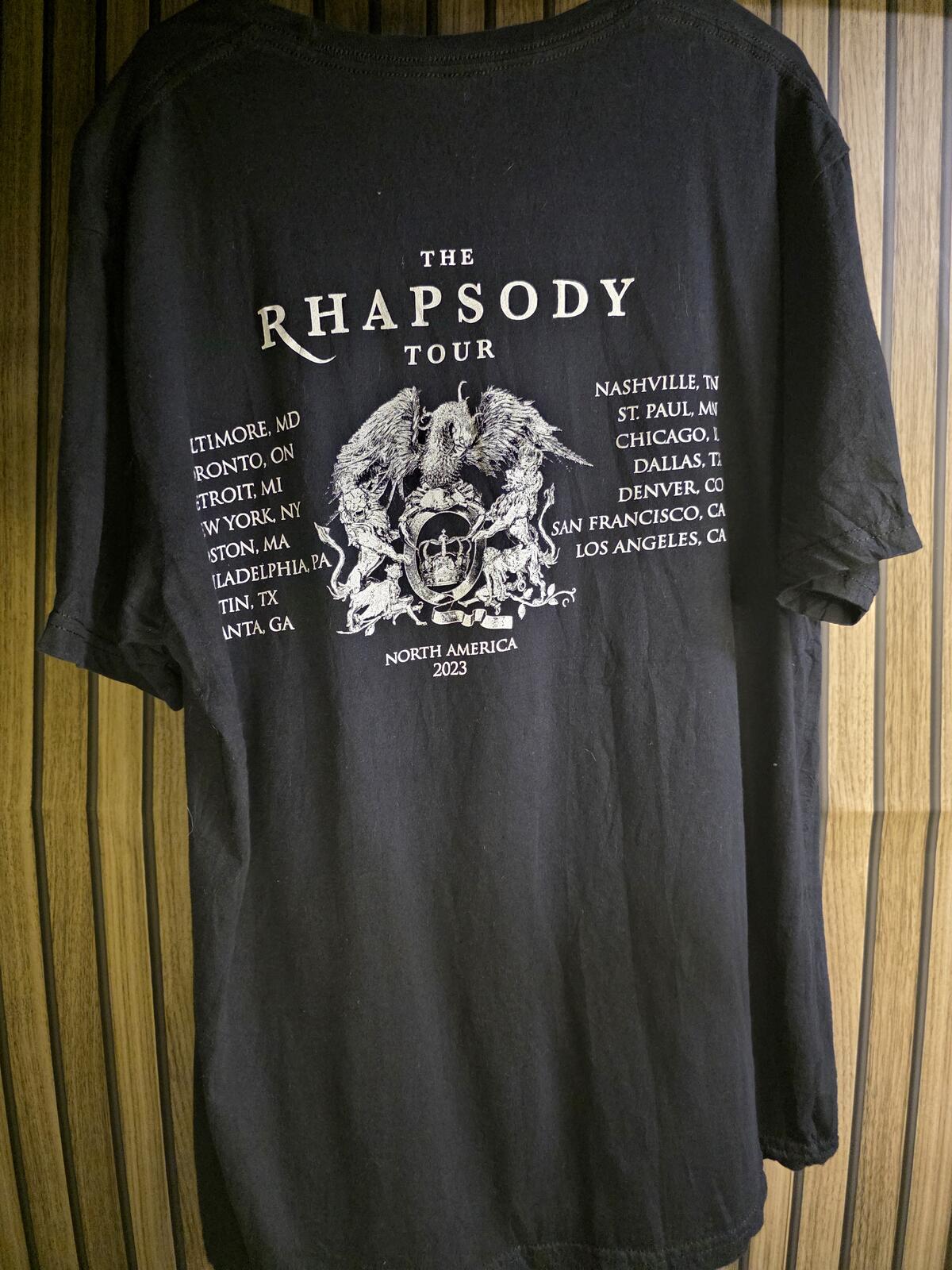 Queen Adam Lambert The Rhapsody Tour Black Graphic T-Shirt L