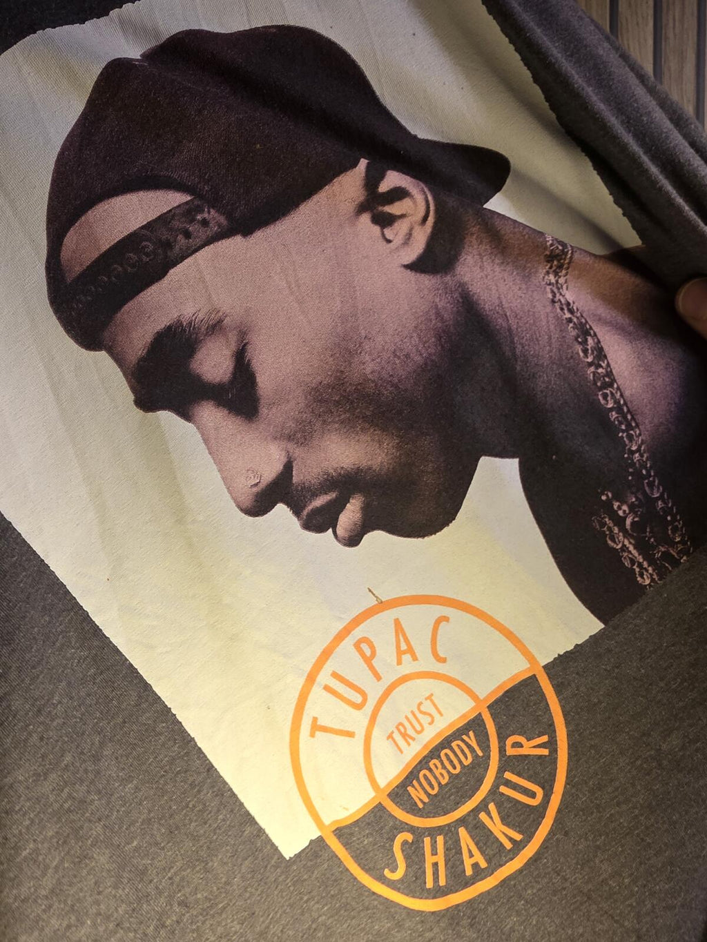 2Pac Bravado Tupac Shakur Trust Nobody Graphic T-Shirt Dark Grey Regular Large