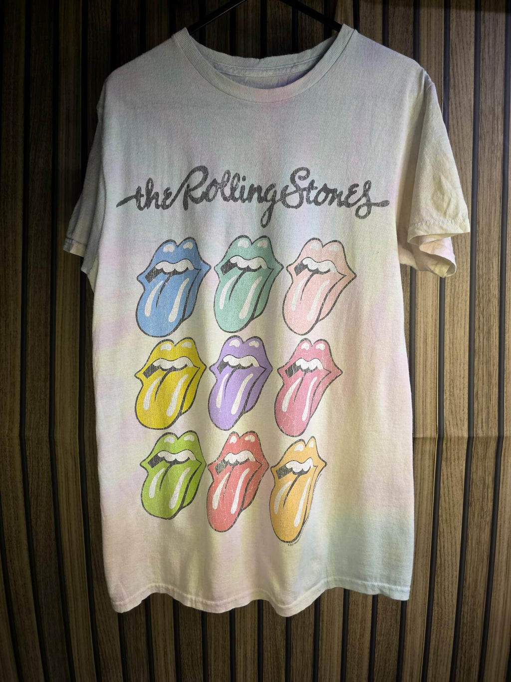 The Rolling Stones Lips Graphic T Shirt Colourful Print Cream Regular S