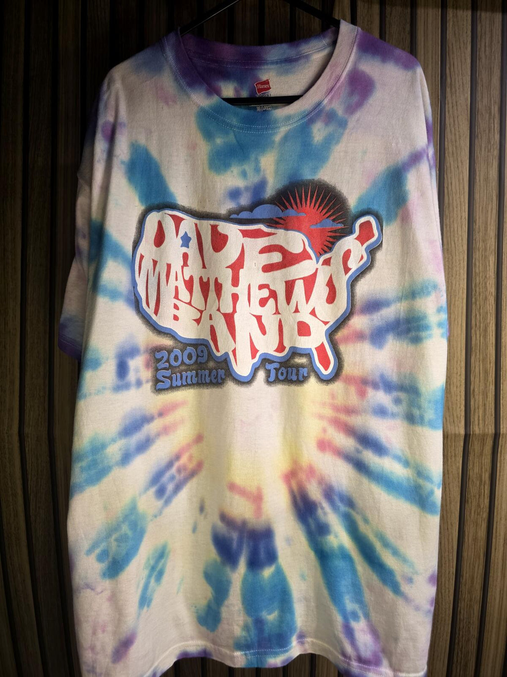RARE Hanes Dave Matthews Band 2009 Summer Tour Tie-Dye T-Shirt Multi Regular M