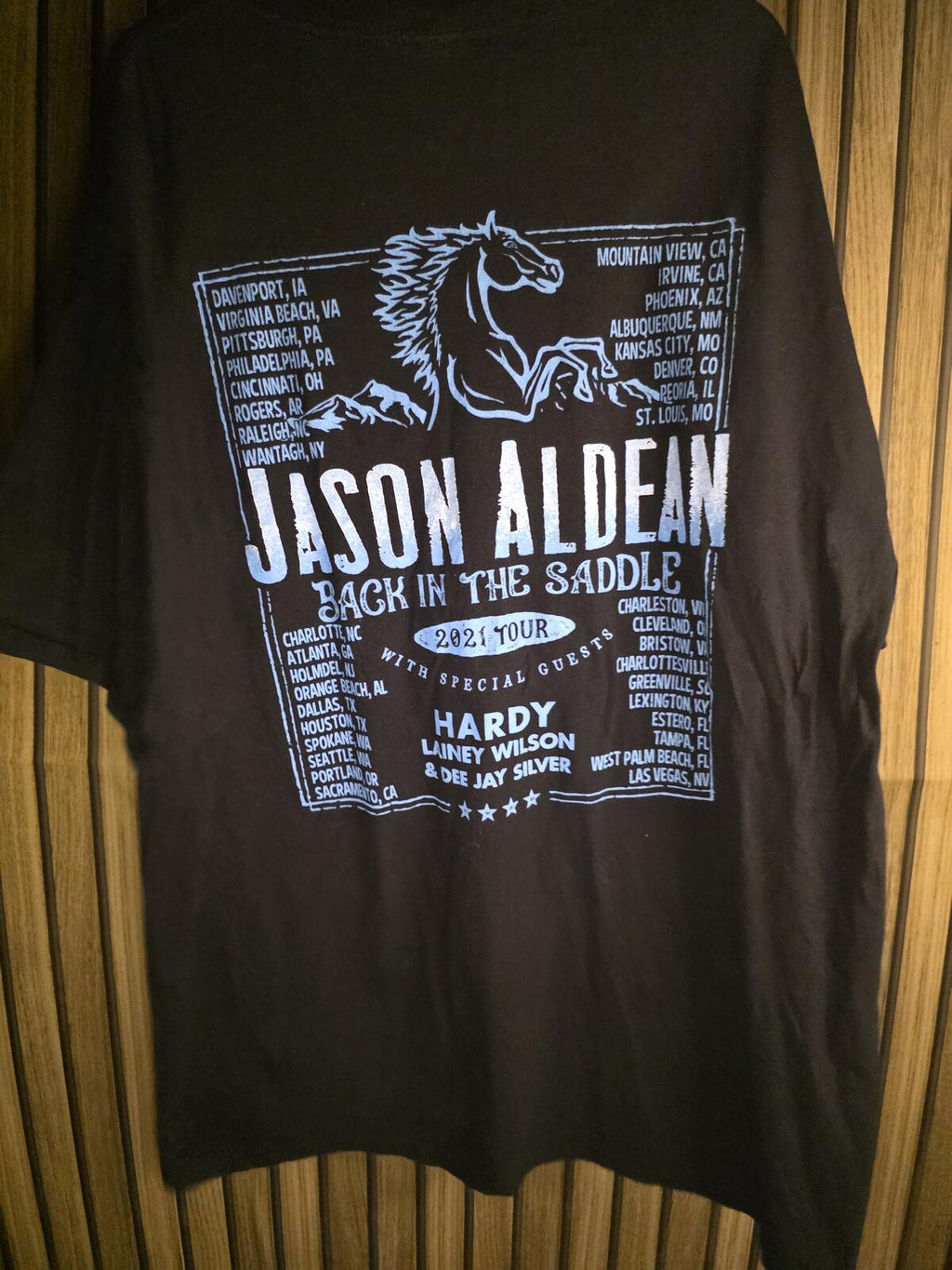Jason Aldean Back in the Saddle 2021 Tour Graphic T-Shirt Black XXL