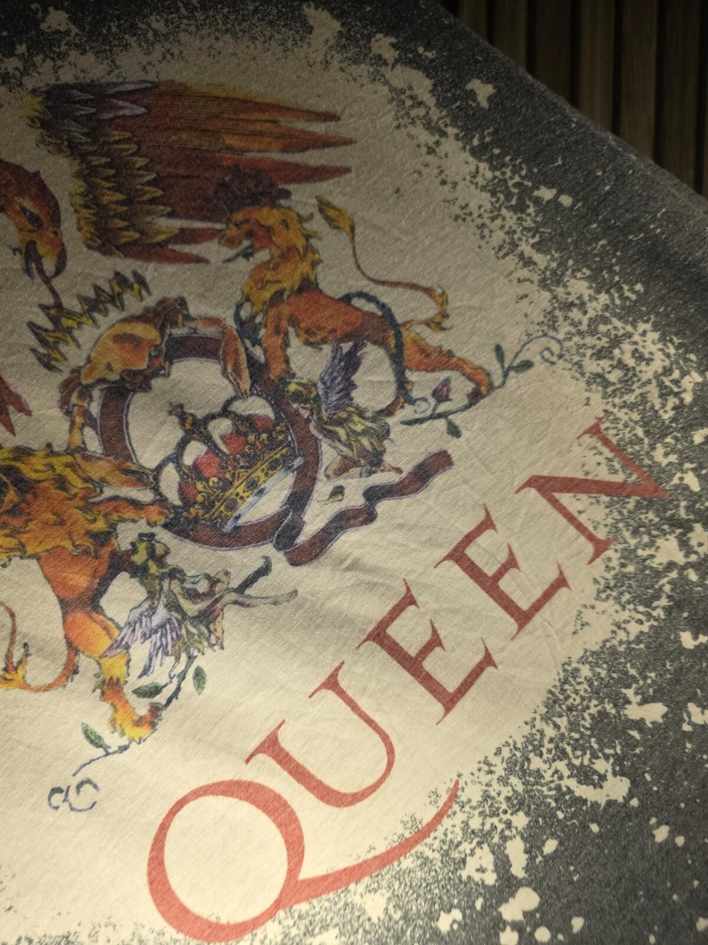 Queen Band Graphic Distressed T-Shirt Splash Print Grey XL
