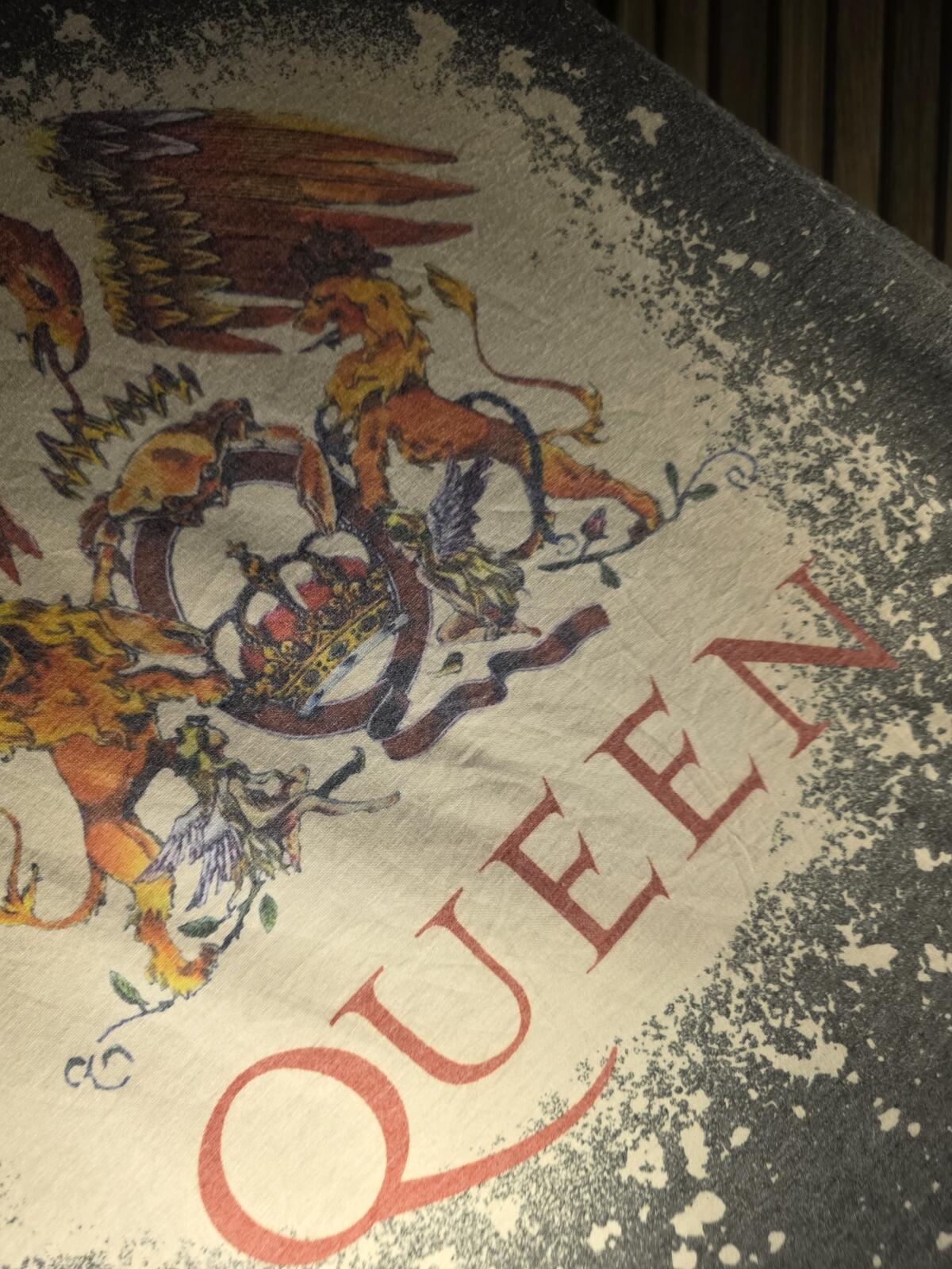 Queen Band Graphic Distressed T-Shirt Splash Print Grey XL