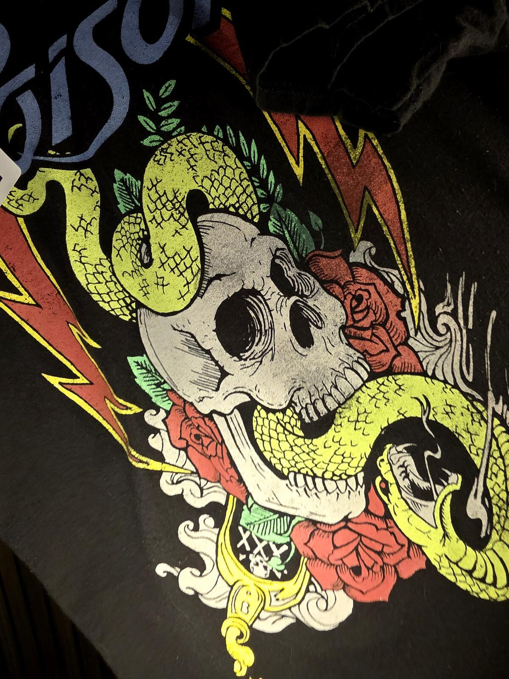 Poison Skull Snake Graphic T Shirt Black Regular M