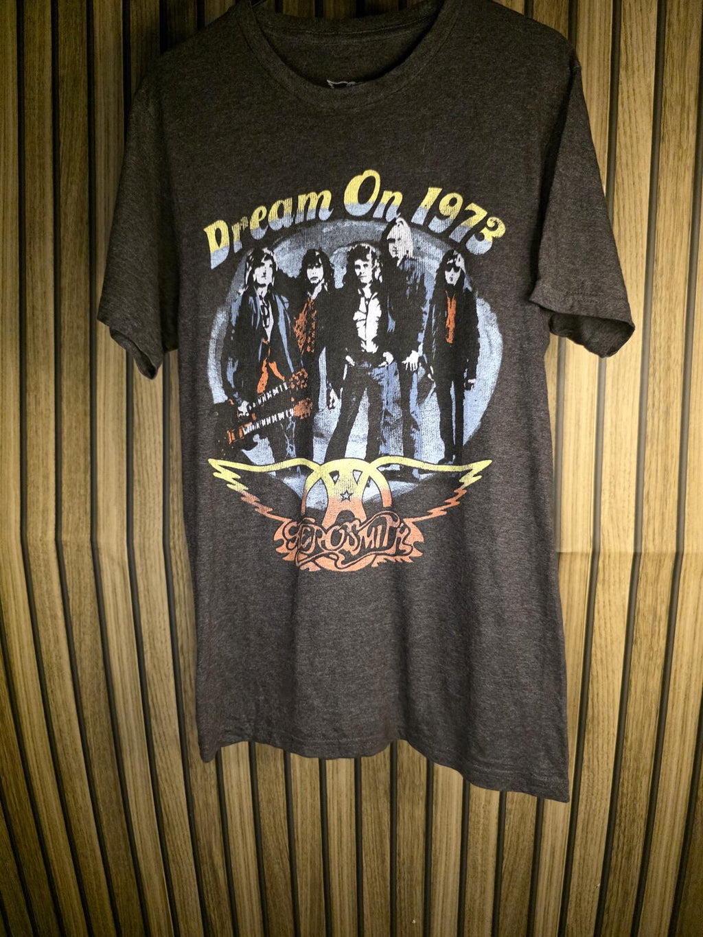 Aerosmith Dream On 1973 Graphic T Shirt Vintage Band Tee Charcoal Regular Small