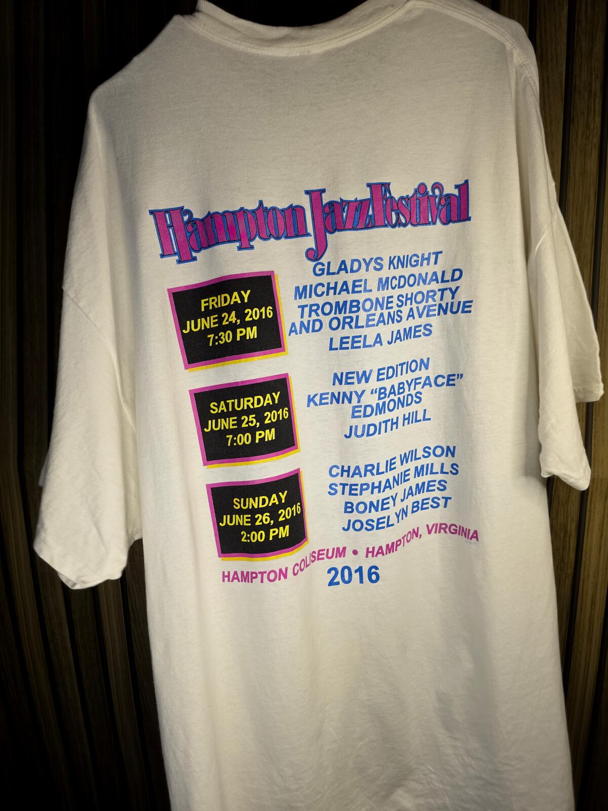 Gildan Hampton Jazz Festival 2016 Graphic T Shirt Cream Regular XXL