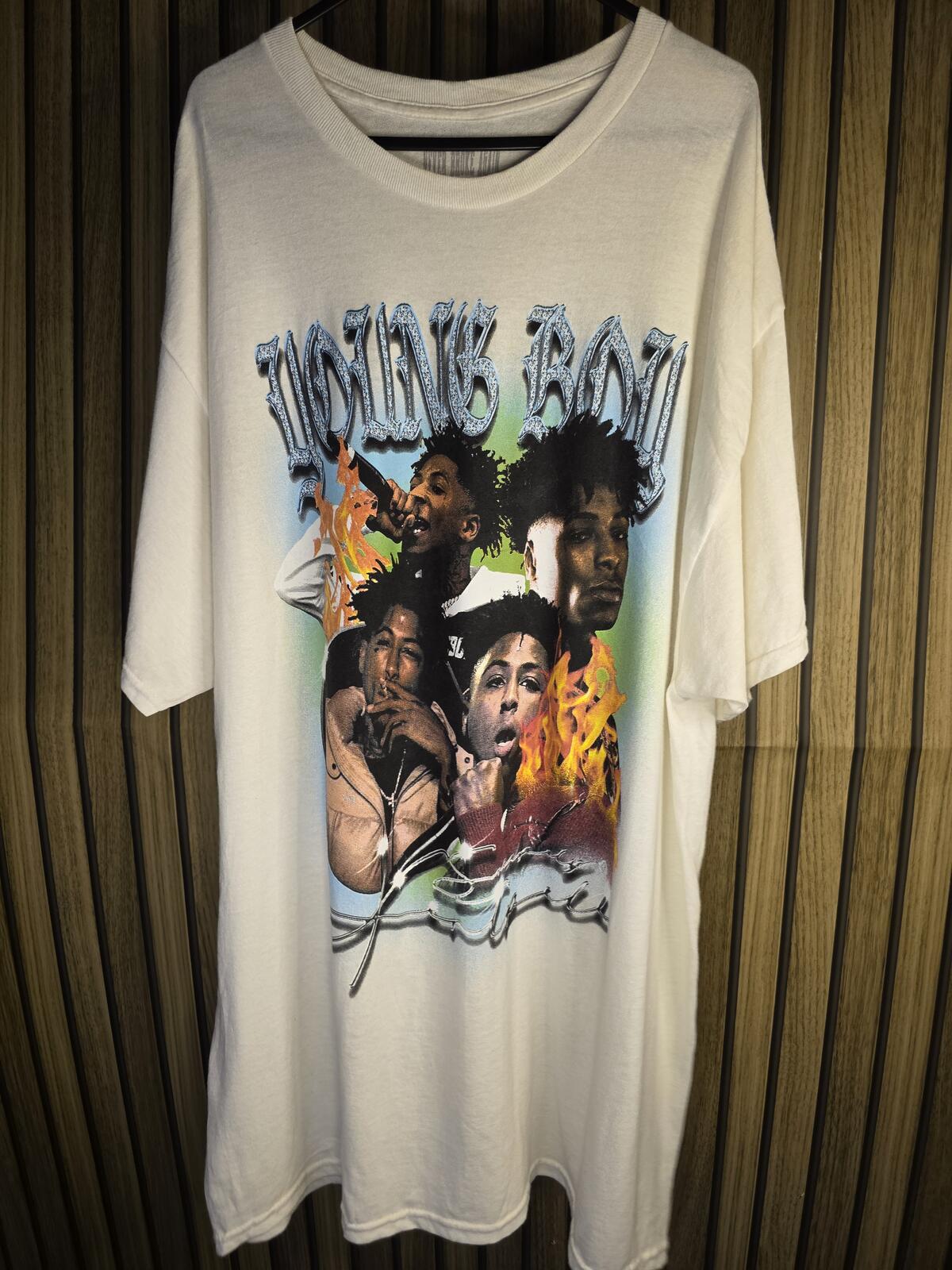 Never Broke Again Graphic T-Shirt Tupac Collage Cream XL