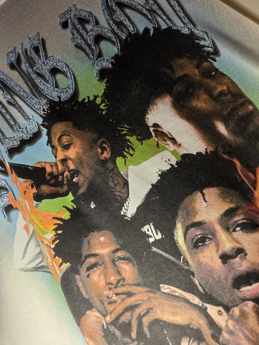 Never Broke Again Graphic T-Shirt Tupac Collage Cream XL